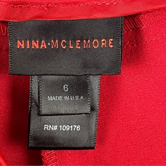 NINA MCLEMORE RED COTTON BLEND HIGH RISE SLIM TROUSER PANT - Picture 10 of 12